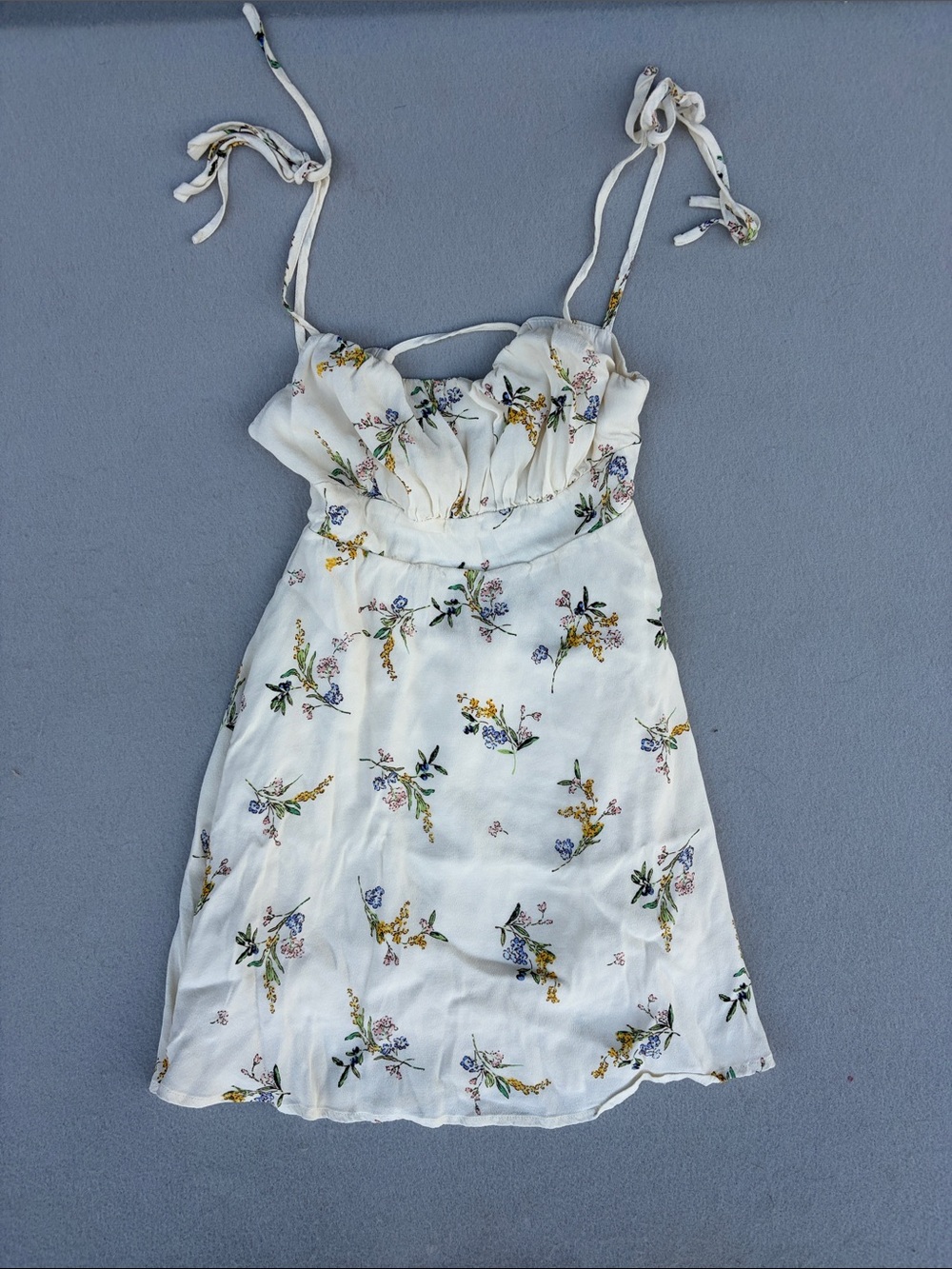 Lulu's White Floral Tie-Strap Mini Dress